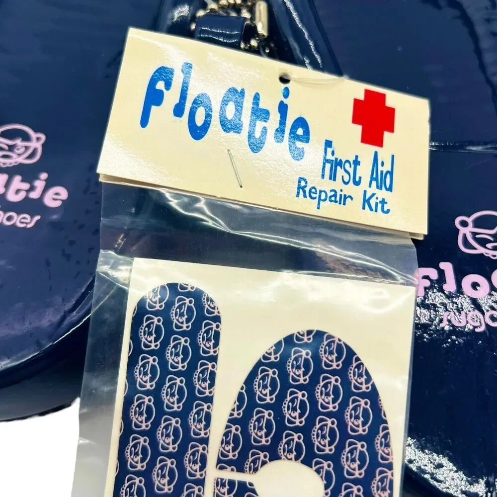 Floatie Sugar Shoes YTK Navy Blue Flip Flops Bear Charm Repair Kit Size Small - Picture 7 of 8